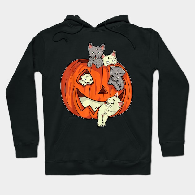 Cats Pumpkin Jack O Lantern Cat Halloween Costume Kids Girls Hoodie by Peter Smith